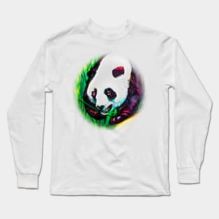 chinese panda eating bamboo Long Sleeve T-Shirt